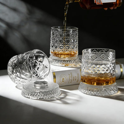 Rotating Crystal Glasses