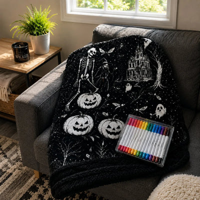 Trick Or Trace - Halloween Coloring Blanket